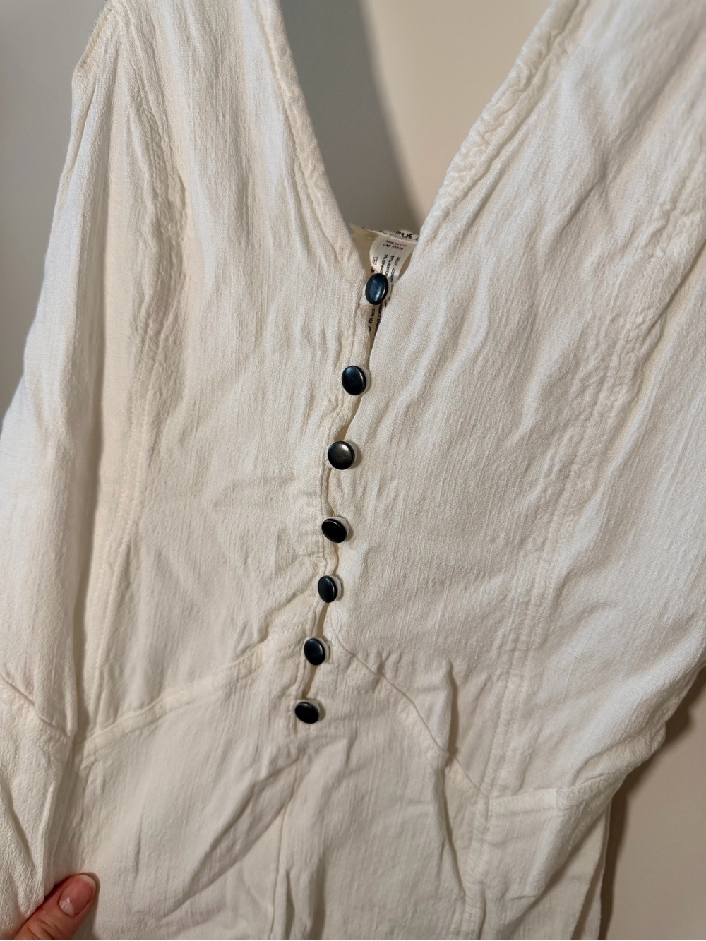 Free People White Button-Front V-Neck Cotton Camisole - Picture 4 of 8